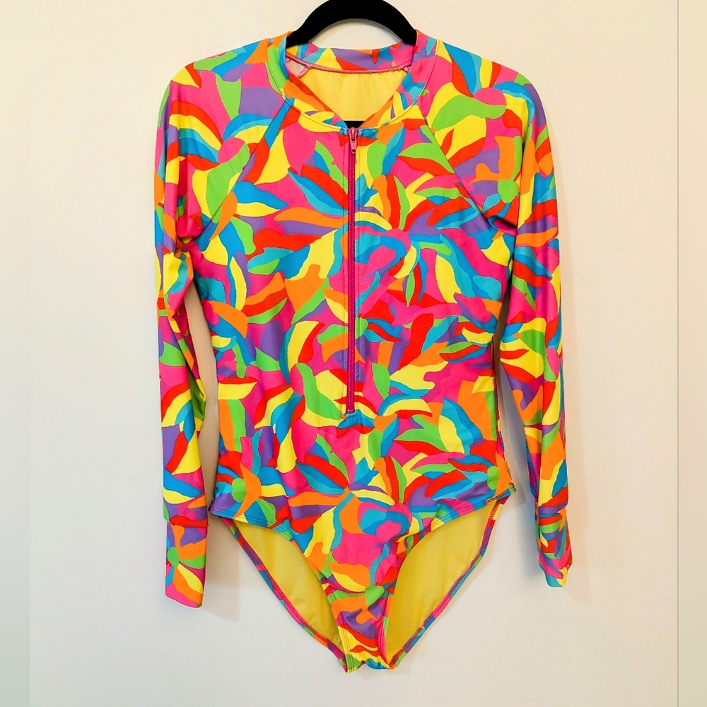 RELLECIGA Women's One Piece Swimsuits Long Sleeve Rash Guard UV Protection